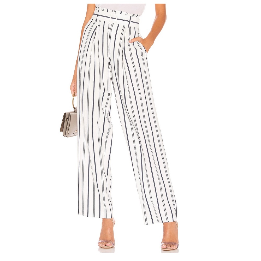 NEW Vince Dobby Stripe Belt High Waist Wide Leg Pant, US 4